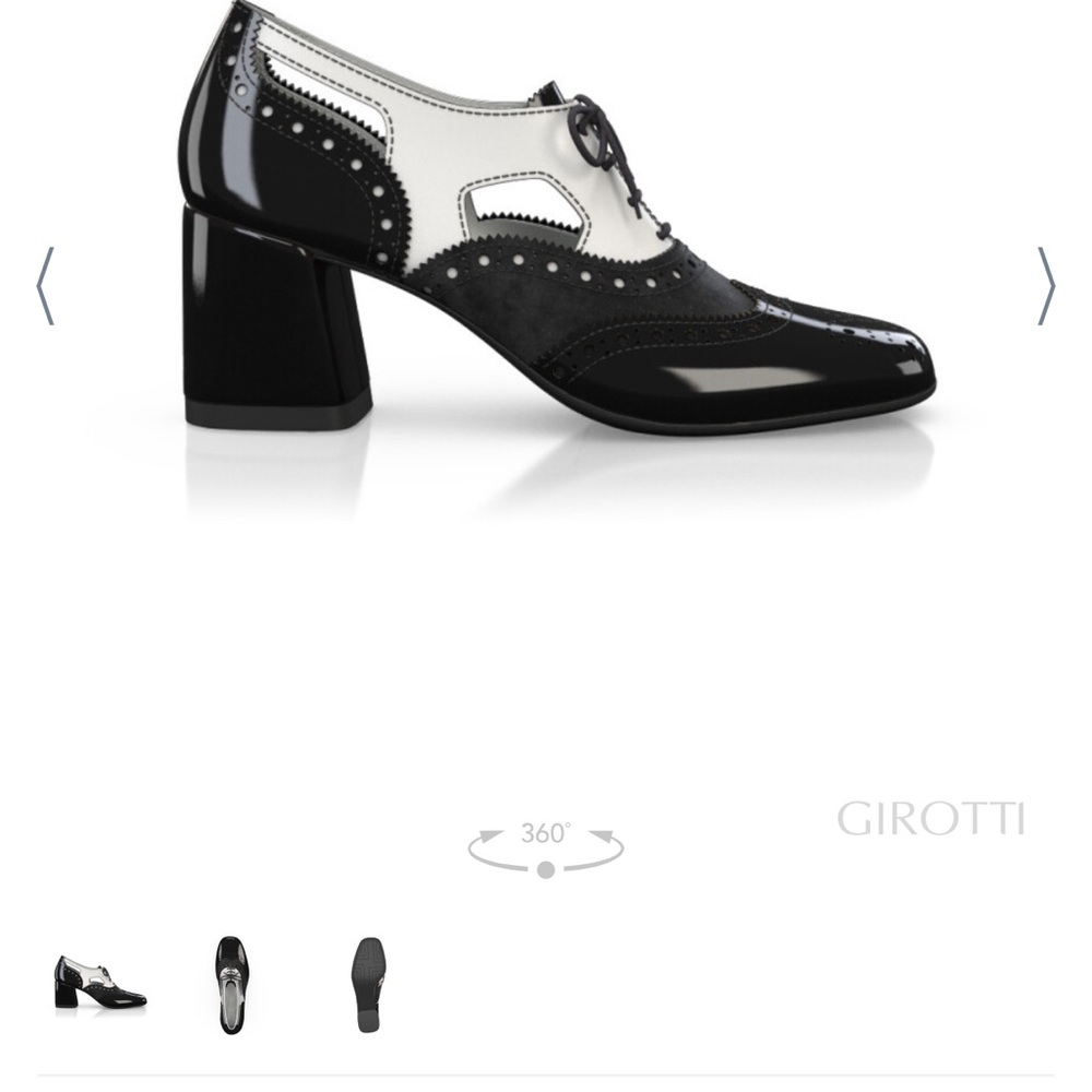 Girotti Black and White Block Heel Oxfords - Picture 2 of 10
